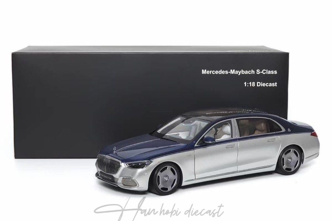 Mercedes Benz Maybach S680 Blue Silver Almost real 1:18