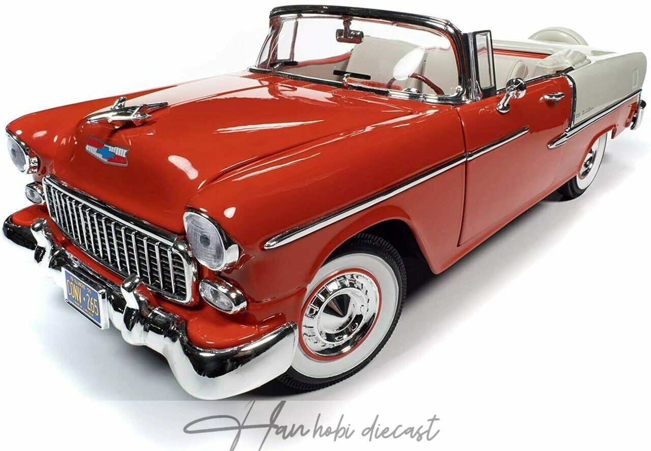Chevrolet Bel air Convertible Red White Autoworld 1:18