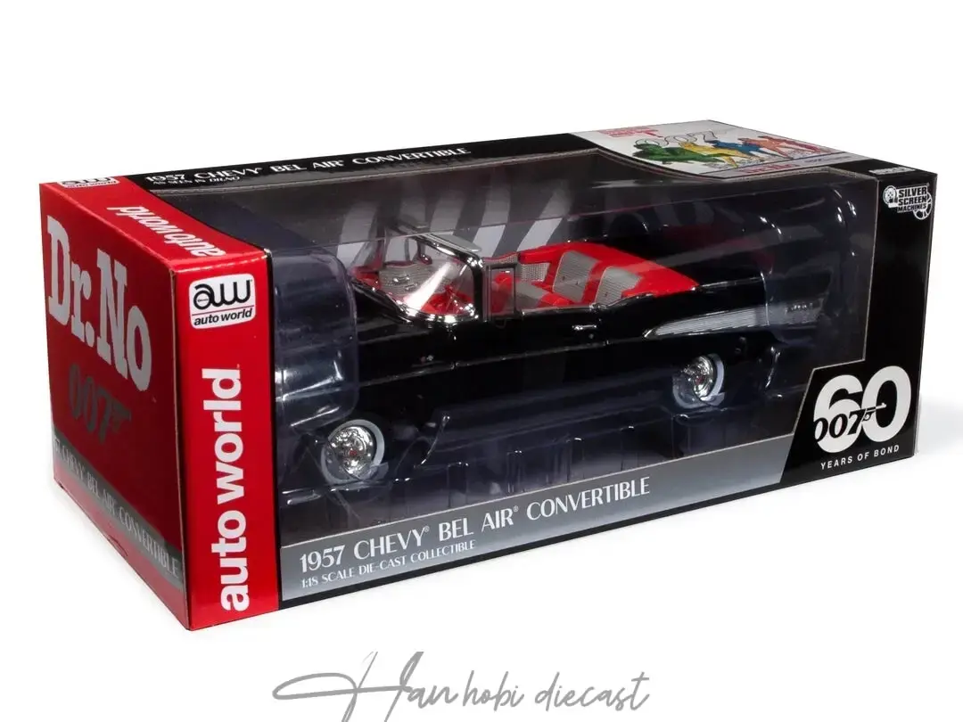 Chevrolet Bel-air Convertible JAMES BOND 07 DR No Black 1957 Autoworld 1:18 Diecast