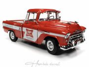Chevy Cameo Pickup Truck 1957 Red-White  ( Miller hiğh life )  Autoworld 1:18 Diecast