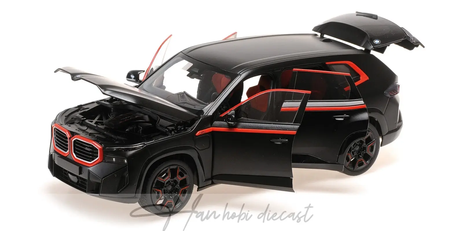 Bmw XM ( G09 ) Matt Black - Orange trim 2023 Minichamps 1:18 Diecast