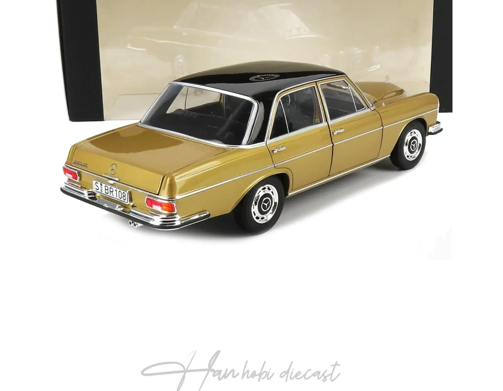 Mercedes Benz 280SE W108 1968 Gold Black Norev 1:18 Diecast