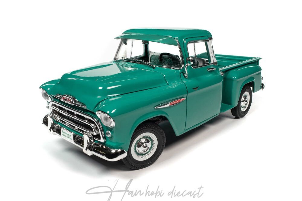 Chevy 3100 Stepside Pickup Track Ocean Green Autoworld 1:18 Diecast