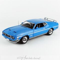 1972 Ford Mustang Mach 1, AutoWorld 1/18 Ölçek, Blue