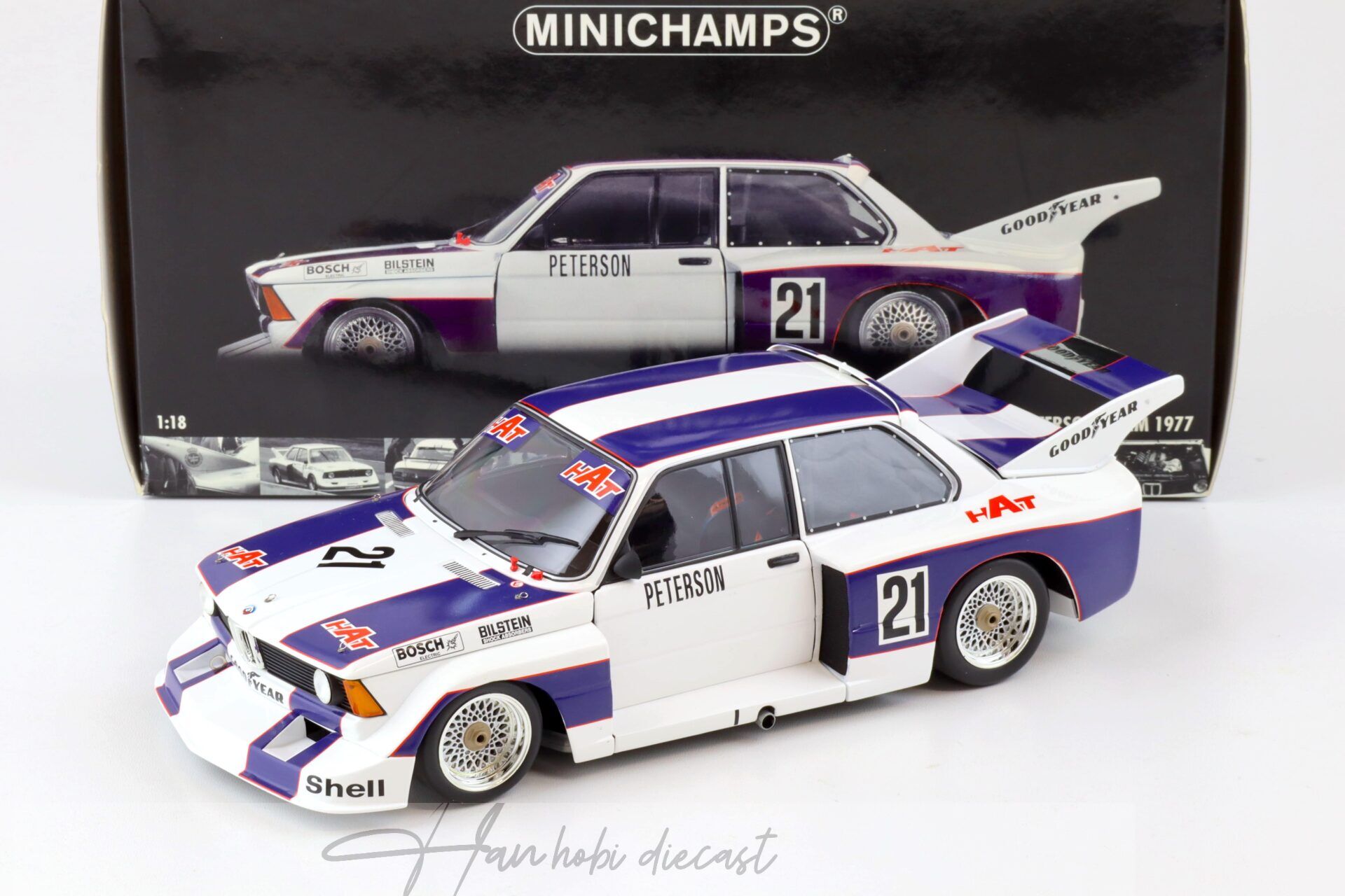 1:18 Minichamps BMW 320i Team Hat R.Peterson #21 DRM 1977