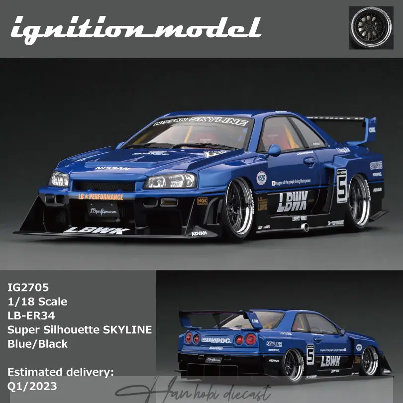 IG 1:18 LB-ER34 Super Silhouette SKYLINE Blue/Black