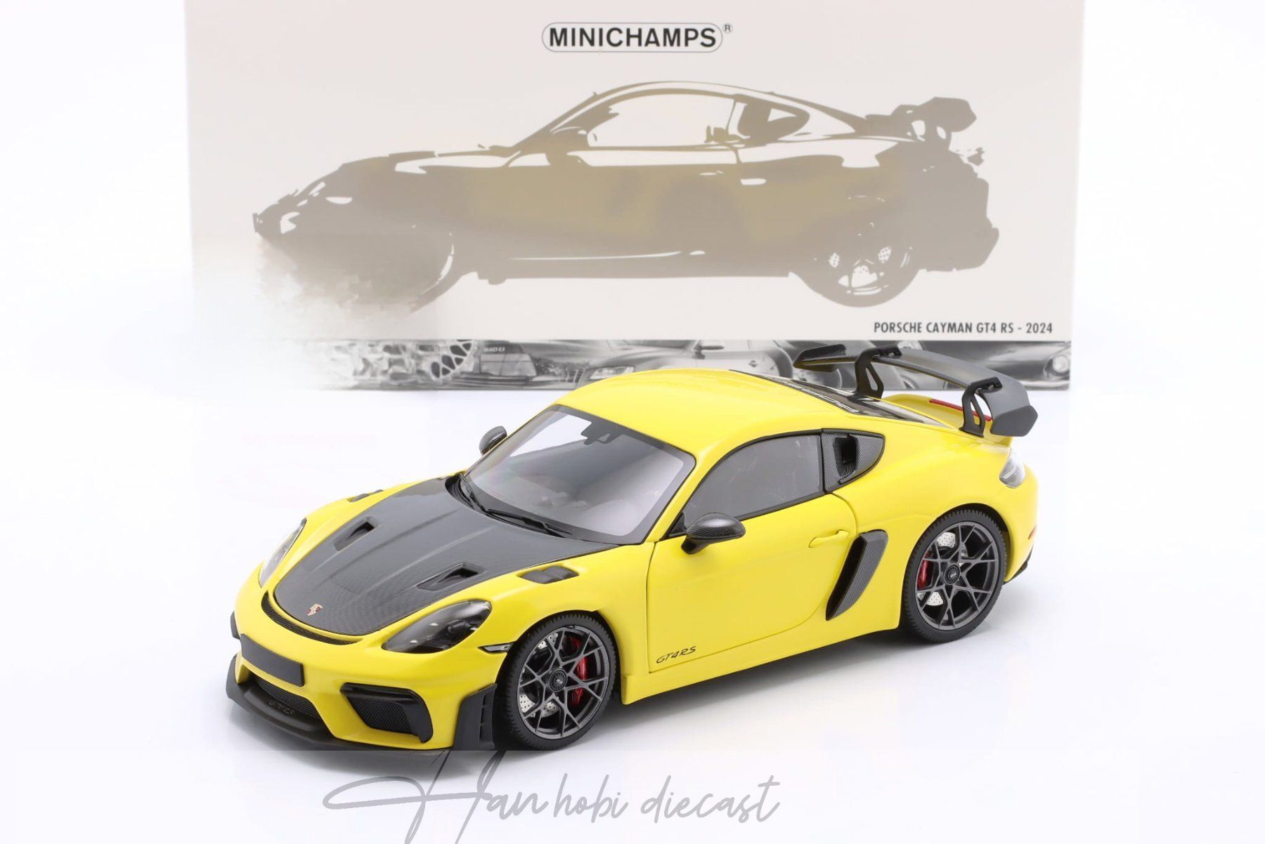 PORSCHE 718 CAYMAN GT4 RS YELLOW 2024 1/18 MINICHAMPS