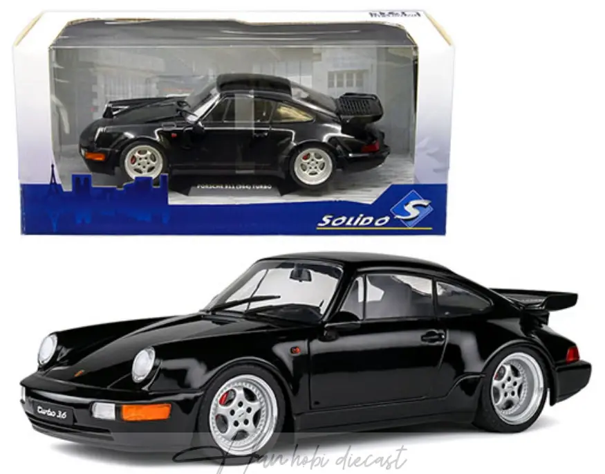 Porsche 911 (964)Turbo 3.6 Black 1993 1/18 Solido Diecast