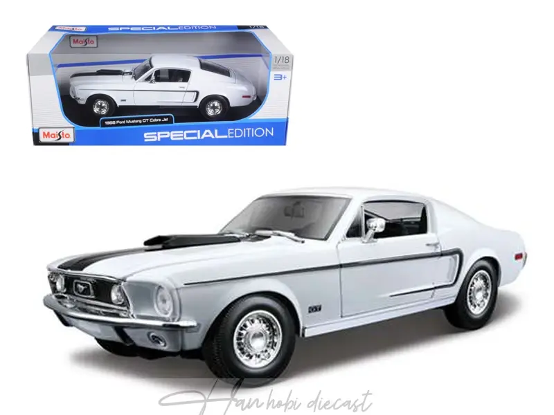 Ford Mustang CJ Cobra Jet (White) 1968 1/18 Maisto Diecast